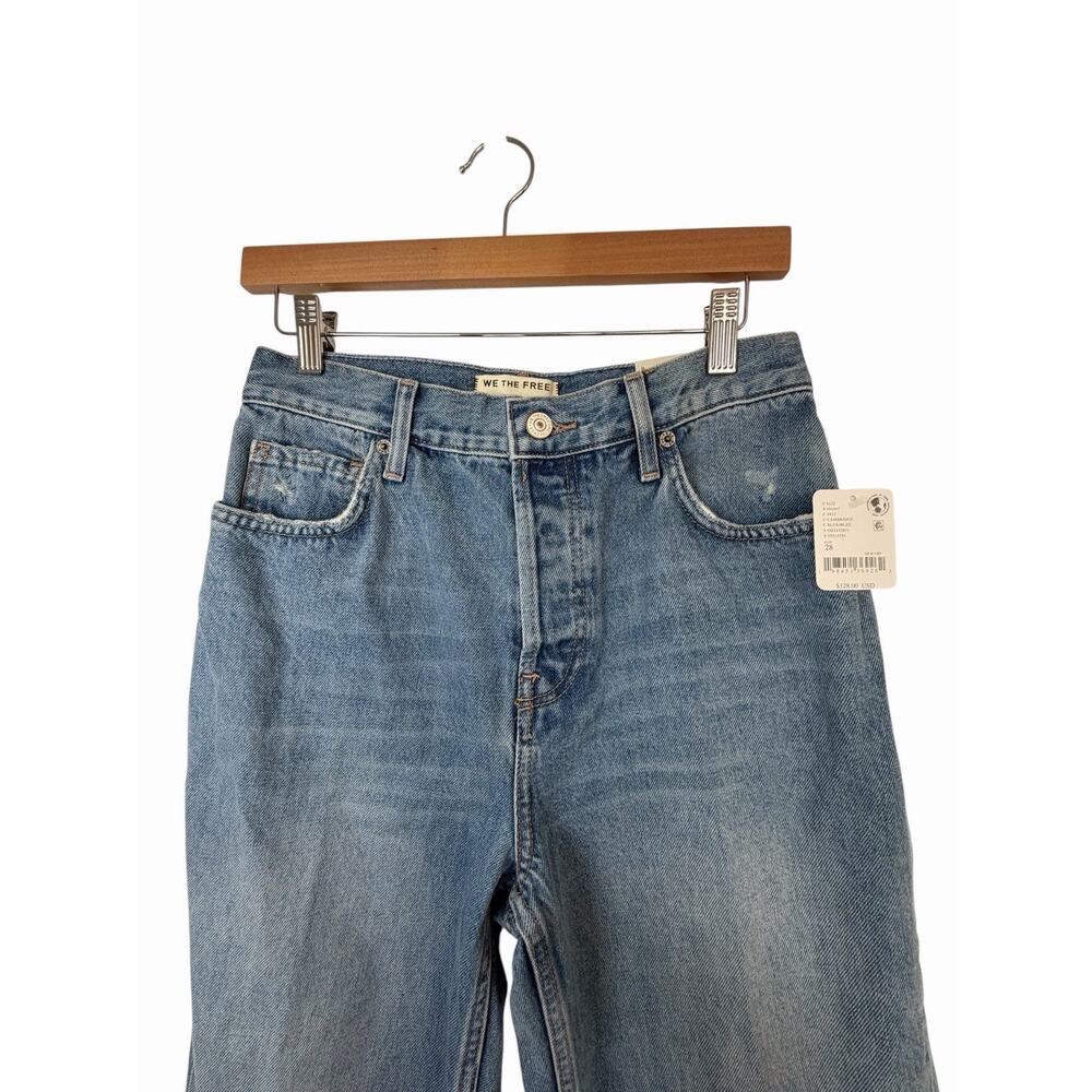 We The Free Women’s Blue Distressed High Rise Straight Leg Denim Jeans - Picture 15 of 16